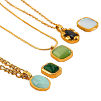 XIFEI moda personalizada Vintage geométrico acero inoxidable 18K chapado en oro conjunto piedras preciosas colgante collar