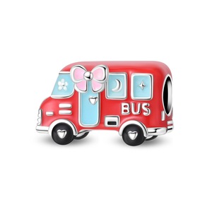 <b>Cute</b> cartoon pendant set, featuring camera, bus, and flower designs, made of silver-plated white brass, a perfect gift for women - Product Image 3