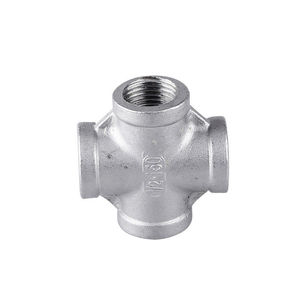 Raccord de tuyauterie fileté à quatre voies en acier inoxydable, filetage interne 1/2 pouce, croix droite, accessoire de plomberie - Product Image 1