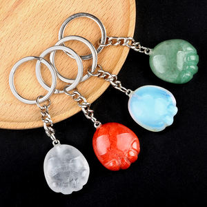 Llavero de Acero Inoxidable con Piedra de Jaspe Rojo Natural y Ágata, Colgante de Pata de Oso, Regalo para Parejas, Mujeres y Niñas - Product Image 6