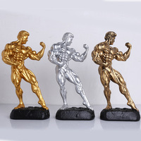 Trophée de Champion de Musculation en Résine de Luxe, Finition Or Antique, Statue Homme Musclé, Cérémonie de Remise des Prix, Vente en Gros