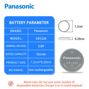 Batteria a Bottone <span class=keywords><strong>Panasonic</strong></span> CR1220CH/5B 3V per Orologi, Chiavi Auto, Telecomandi, Calibri Digitali - Product Image 2