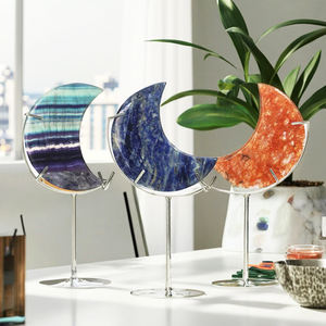 <span class=keywords><strong>Pierre</strong></span> Naturelle Fluorite Cristal Sculpture Stand <span class=keywords><strong>Lune</strong></span> Naturel Sculpté À La Main Mousse Agate Lunes Cristal Pour La Décoration - Product Image 2