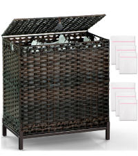 Keranjang Cuci JY 112L Anyaman PP dengan Kaki Logam yang Ditinggikan, Keranjang Pakaian Kotor dengan 2 Kantong Pelapis yang Dapat Dilepas - Product Image 4