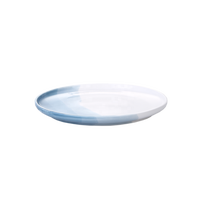 Plaque plate ronde personnalisée en céramique Plaque émaillée bleue et blanche brillante de 8 pouces