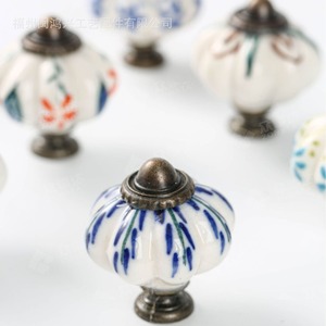 Hand Painted <b>Ceramic</b> Pumpkin Shape <b>Drawer</b> <b>Knob</b> Traditional Design Durable For Furniture Handles - Product Image 1