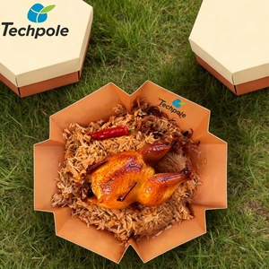 Scatola di Carta Esagonale Pieghevole Personalizzata <span class=keywords><strong>per</strong></span> Grill Arabo con Coperchio, Contenitore Alimentare Antigrasso <span class=keywords><strong>per</strong></span> Pollo Kabsa da Asporto - Product Image 1