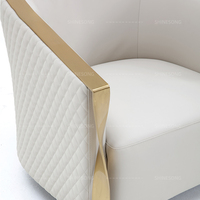 Fauteuil en cuir moderne italien 1 place avec pieds en métal, fauteuil de loisirs moderne pour salon ou hôtel, canapé individuel