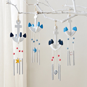 Carillon à vent en forme d'ancre méditerranéenne, tube musical en métal, style océan, décoration murale pour la maison, 4 pièces - Product Image 1