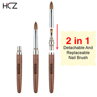 Hechunzi Nouveau design détachable et remplaçable, manche en bois de santal, 2 en 1, fournisseur d'outils de manucure, brosses à ongles