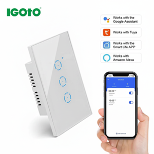 Igoto Smart Wifi Wall <b>Switch</b> Touch Glass Remote Control With <b>Alexa</b> Google Assistant Tuya App Compatible 1 Gang LED <b>Light</b> - Product Image 1