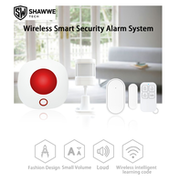Kit Système d'Alarme WiFi Tuya avec Sirène Stroboscopique, Bouton SOS Panique, Capteur de Vibration, Matériau ABS et Sonnette à Commande à Distance via Application