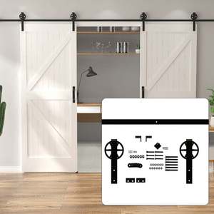 Kit de quincaillerie pour porte de grange double WEKIS au design moderne, en acier, laiton et alliage de zinc, avec installation facile par vis. - Product Image 1