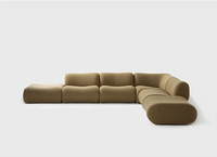 Canapé d'angle compact en tissu, modèle de design moderne et minimaliste, carré, modulaire, pour petit salon, garni d'éponge