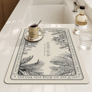 Tapete Absorbente para Encimera de Cocina Retro, Tapete Cuadrado de Poliéster para Barra, Tapete para Platos, Tapete para Mesa, Tapete Aislante del Calor - Product Image 1