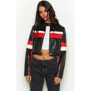 Chaqueta de Cuero Sintético Personalizada 2026 para Mujer, Estilo Motociclista Corto, Y2K, Prenda Exterior Moderna, Manga Larga, Tejido Entrecruzado - Product Image 2