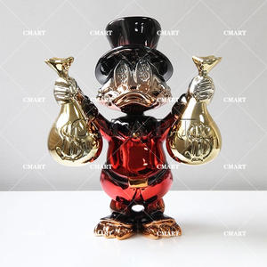 Escultura Personalizada de Pato con Bolsas de Dinero, Colores Cromados, Escultura Pop Art de Scrooge McDuck, Estatua de Pato al por Mayor - Product Image 3