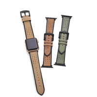 MZDTIMK Vintage Öl-Wachs-Leder Uhrenarmband 38/40/41mm 42/44/45/49mm Leder-Uhrenarmbänder