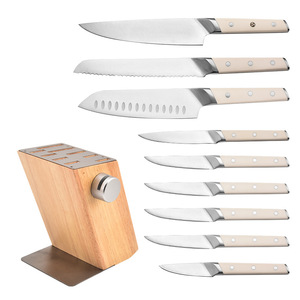 Sang Trọng Chuyên Nghiệp 10Pcs Trắng Cao Carbon Thép Không Gỉ Nhật Bản Dao Nhà Bếp Thiết Lập Với ABS Xử Lý Khối Và Mài - Product Image 3