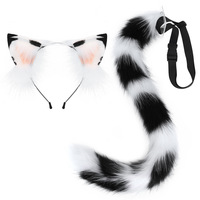 Serre-têtes en fausse fourrure faits main, oreilles de chat, renard et loup avec queue, accessoires capillaires en peluche en gros