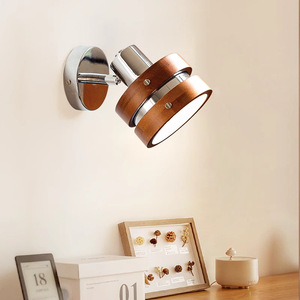 Lampe murale de style <span class=keywords><strong>punk</strong></span> vintage américain, en bois massif et fer, lumière tricolore pour chambre Wabi-Sabi - Product Image 4