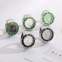 Montre numérique ronde en forme d'anneau, montre minimaliste, cadran en acier plaqué or vert, mini montre à porter au doigt, vente en gros