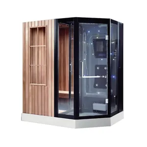 Desain Baru Basah dan Kering Sauna Kabin Shower Tradisional Kombinasi Harga Sudut Kayu Rumah Mandi Uap Sauna Rooms