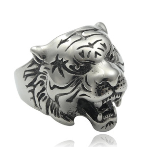 Tiger <b>Ring</b> Men's Stainless Steel Animal Shape Punk Style Jewelry Gift Silver Black Gold 24007 - Product Image 1