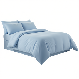 Juego de Funda de Edredón 100% Algodón Azul Claro para Cama Individual Francesa 140x200cm - Product Image 3