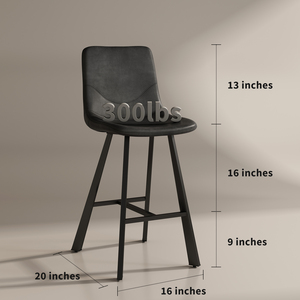 Modern Black Faux Leather Bar <b>Stool</b> with Ergonomic Backrest Footrest-Sturdy Metal Frame Counter Height Seating for Hotel <b>Dining</b> - Product Image 4