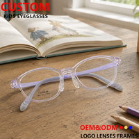 Montures de lunettes OEM ODM à faible MOQ, en titane, rondes, flexibles, pour enfants (garçons et filles), avec verres anti-lumière bleue, montures optiques pour enfants