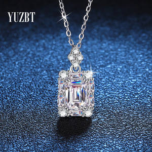 Collier pendentif de mariage en argent 925 <span class=keywords><strong>Original</strong></span>, taille émeraude passée, 1 Carat de couleur D, Moissanite, bijoux en pierres précieuses pour femmes - Product Image 1