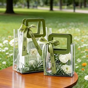 Wholesale PVC <b>Gift</b> <b>Bag</b> Clear Transparent Custom Logo Tote <b>Bag</b> with Leather/Round Handle Optional - Product Image 1