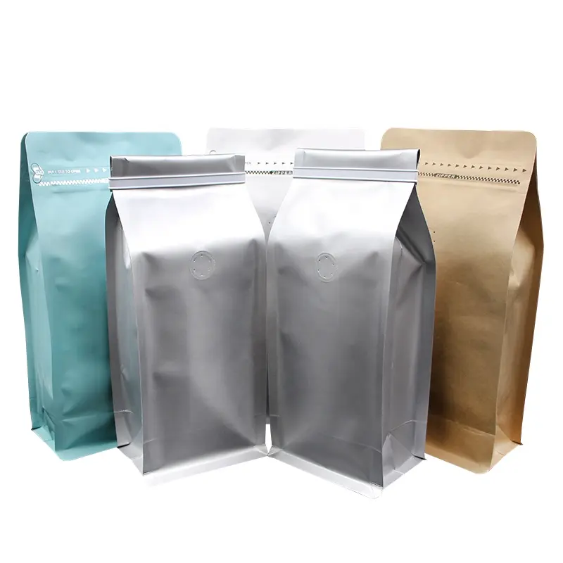 Özel baskılı 250g 500g 1kg düz tabanlı kahve çekirdeği paketleme torbası özel çantalar