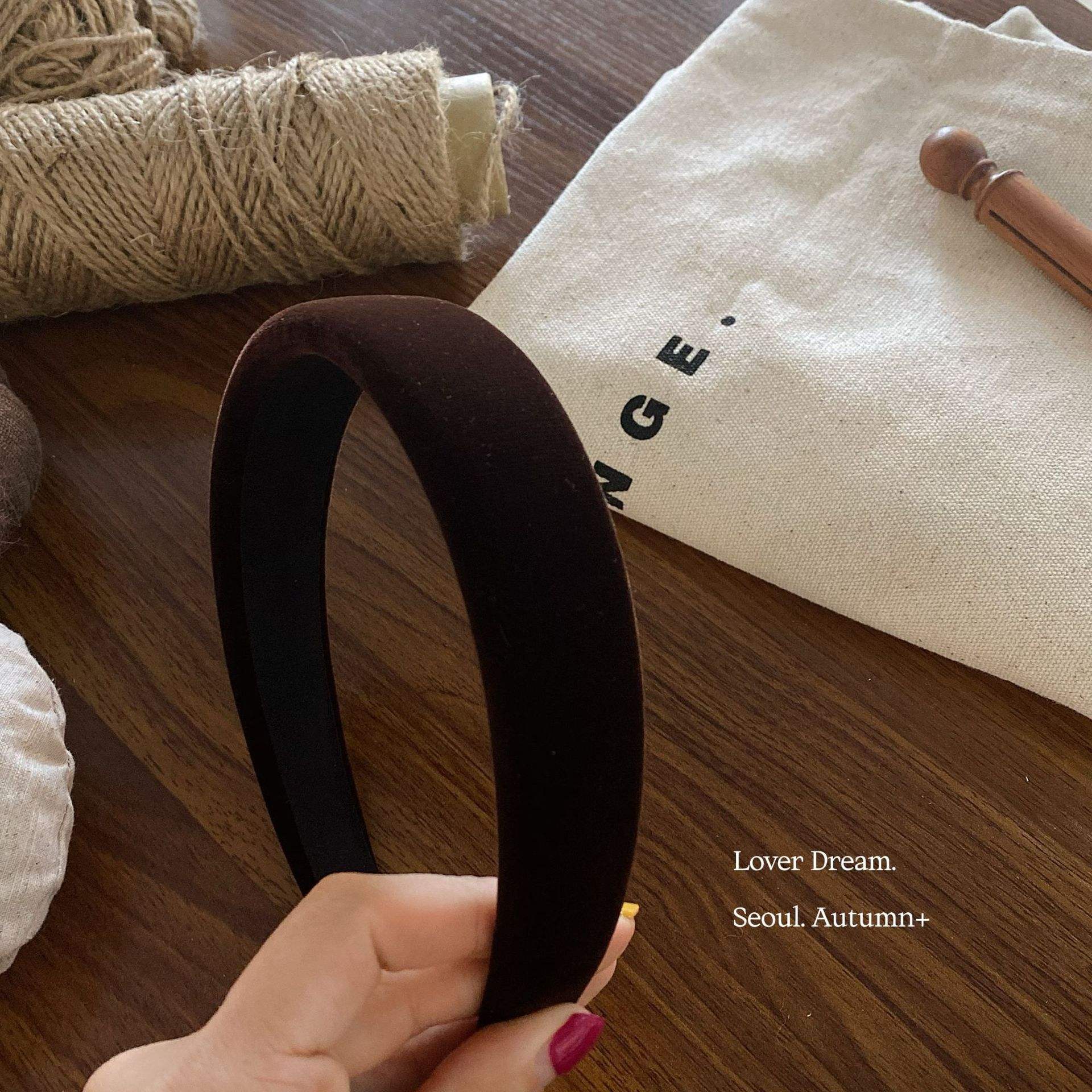 Dark curry velvet 3cm hair hoop