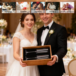 6オンスストレートステムミモザシャンパンフルートグラス2本セット木製ギフトボックス女性用ウェディングパーティーカップル新婚夫婦 - Product Image 6