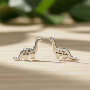 Pendientes de Dinosaurio en Oro Blanco E1943, Joyería de Moda con Forma de Animal, Unisex - Product Image 2