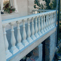 QUYANG Villa Balcon Escalier Décoratif Colonne Pierre Naturelle Balustre Main Courante Beige Marbre Escalier Rampe
