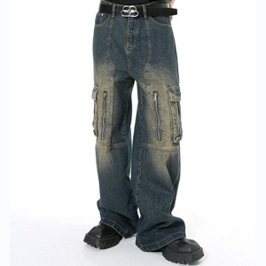 กางเกงยีนส์ทรงตรงสไตล์วินเทจฮิปฮอปย้อนยุค Y2K สตรีทแวร์ ผู้ชาย ผ้าระบายอากาศ สำหรับฤดูหนาว ผลิตโดยผู้ผลิต - Product Image 2