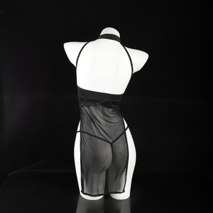Chemise de nuit sexy en satin pour femme, style Cheongsam, sans manches, à découpes et fente haute - Product Image 3