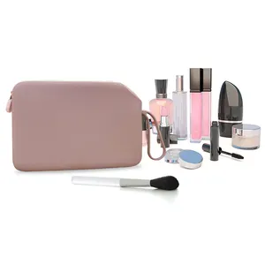 Silicone Makeup Bag Travel Toiletry Bag for Women Easy Carry Cosmetic Bag for Makeup, Beauty Tools, and Brushes