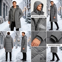 Manteau d'hiver long à capuche pour homme AQTQ, épais et chaud, parka rembourrée mi-longue avec plusieurs poches zippées pour le temps froid