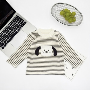 Camiseta de punto a rayas <span class=keywords><strong>para</strong></span> niño con parche de cachorro de orejas caídas, doble capa forrada, elástica, de manga larga, suave, <span class=keywords><strong>para</strong></span> bebé y niño pequeño, otoño-invierno - Product Image 3