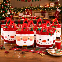 Sac fourre-tout haut de gamme en plastique vide, motif de Noël mignon de dessin animé, réutilisable, pour cadeaux de fête, bonbons, biscuits, emballage cadeau, vente en gros