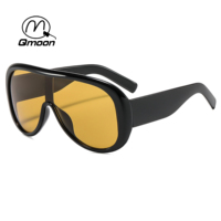 Gafas de Sol Qmoon Extra Grandes con Protección UV400, Lentes Amarillas, Montura Negra, Estilo Moderno para Hombre y Mujer