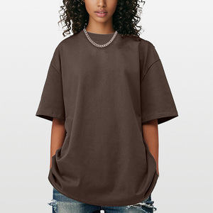 T-shirt in puro cotone 2026, pesante e ampia, da <span class=keywords><strong>uomo</strong></span> e da donna, estiva, stile streetwear, con spalle scoperte - Product Image 1