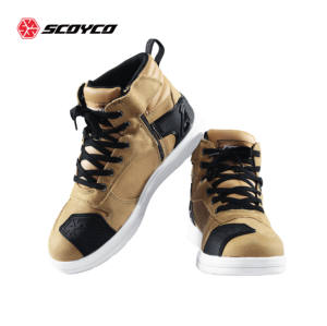 SCOYCO Zapatos de motocicleta Protección de tobillo impermeable Fácil de limpiar <span class=keywords><strong>Botas</strong></span> de carreras de calle de cuero encerado <span class=keywords><strong>vintage</strong></span> - Product Image 2