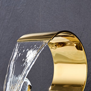 Robinet de lavabo haut de gamme de style européen, triple trou, à poser sur le comptoir, avec cartouche en laiton, mitigeur effet pluie, finition or brillant, pour villas - Product Image 3