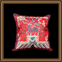 Housse de coussin décorative marocaine en broderie chinoise artisanale de luxe orientale soyeuse en gros