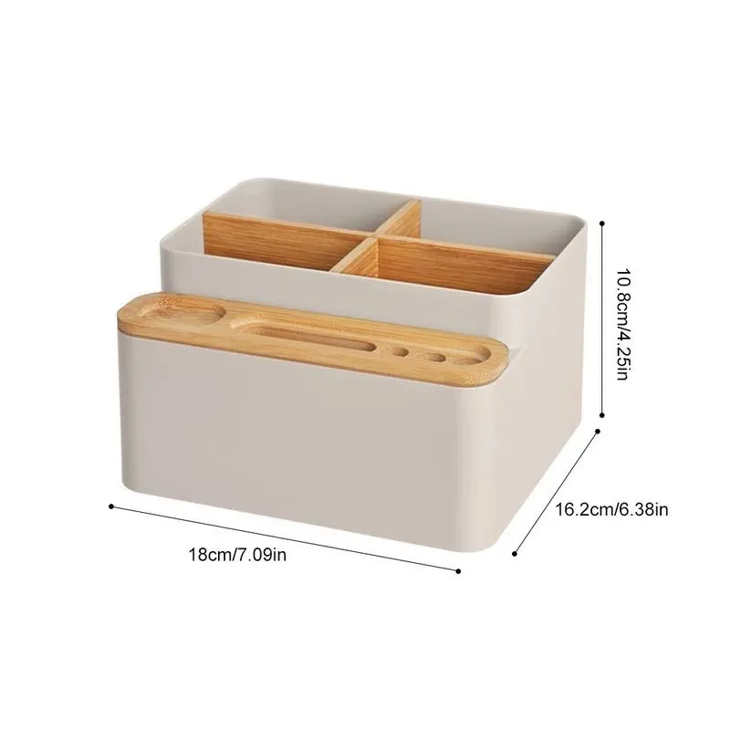 Multifunktion ale Fach Holz abdeckung Kunststoff Aufbewahrung sbox Make Up Organizer Fernbedienung Halter Tisch box